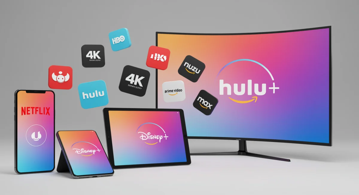 Diverse 4K streaming content platforms and devices