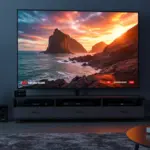 Modern living room with 4K TV and streaming devices in 2026