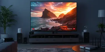 Modern living room with 4K TV and streaming devices in 2026