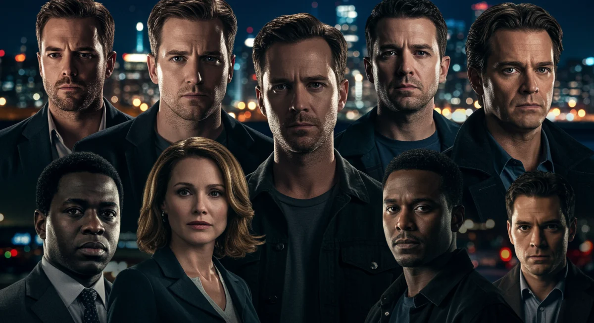 Diverse morally ambiguous lead characters from US dramas collage