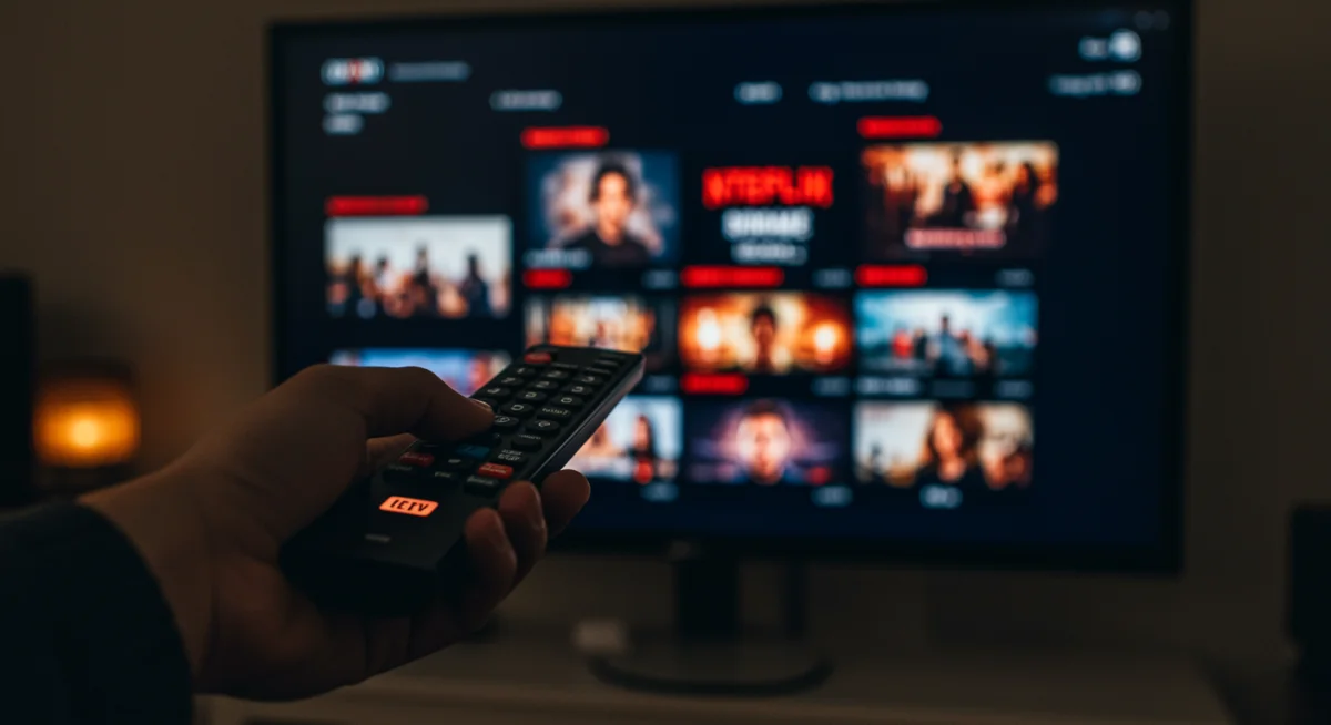 Person browsing streaming platform interface for new shows