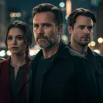 Main characters of City of Secrets contemplating a mysterious urban landscape