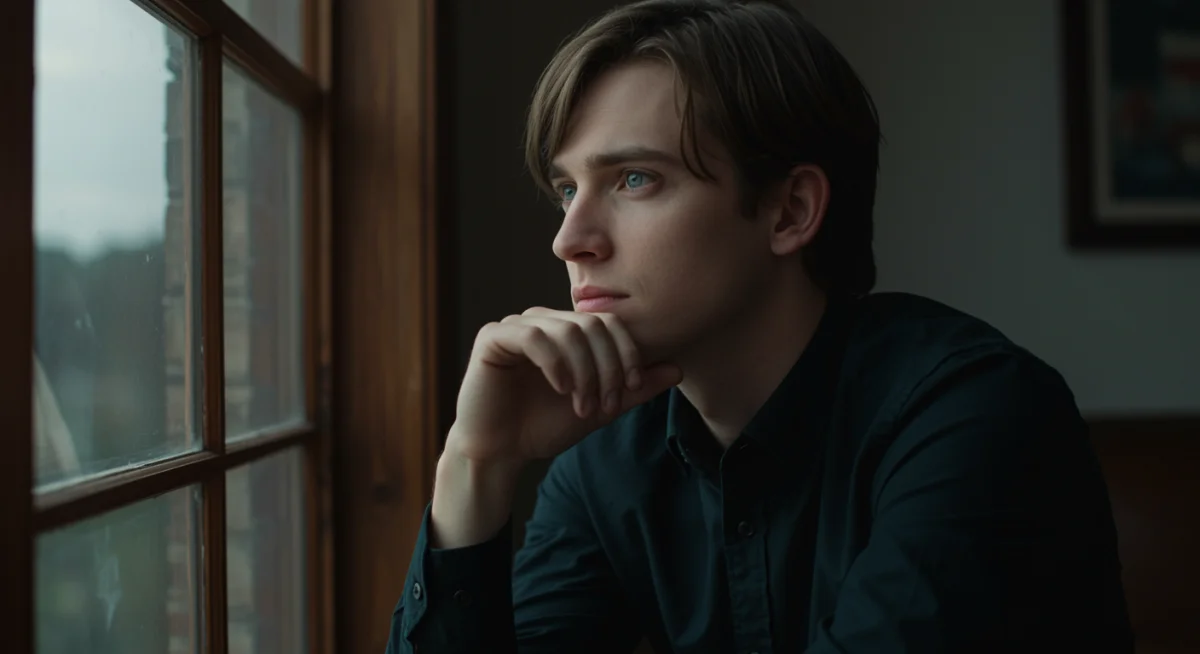 Character deep in thought, reflecting on events in Crimson Lies