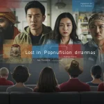 Diverse audience watching international drama, cultural elements.