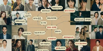 Illustrated flowchart guiding viewers to their next drama obsession, featuring branching paths and diverse drama genres.