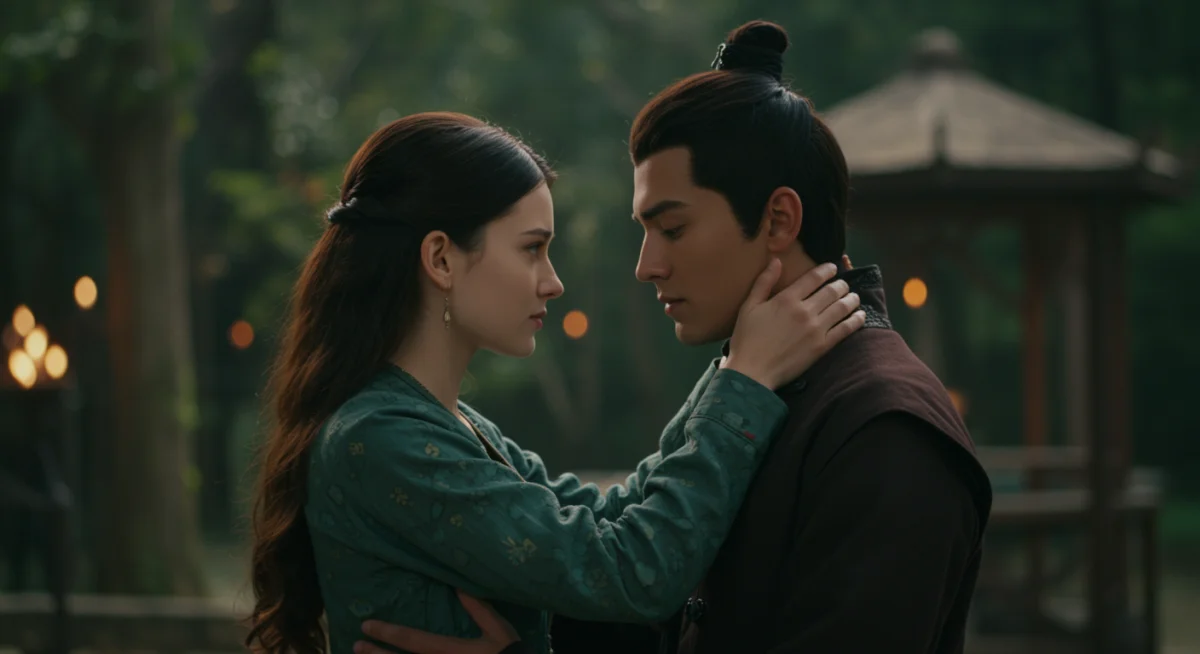 Romantic scene from 'Eternal Love 3' in historical setting