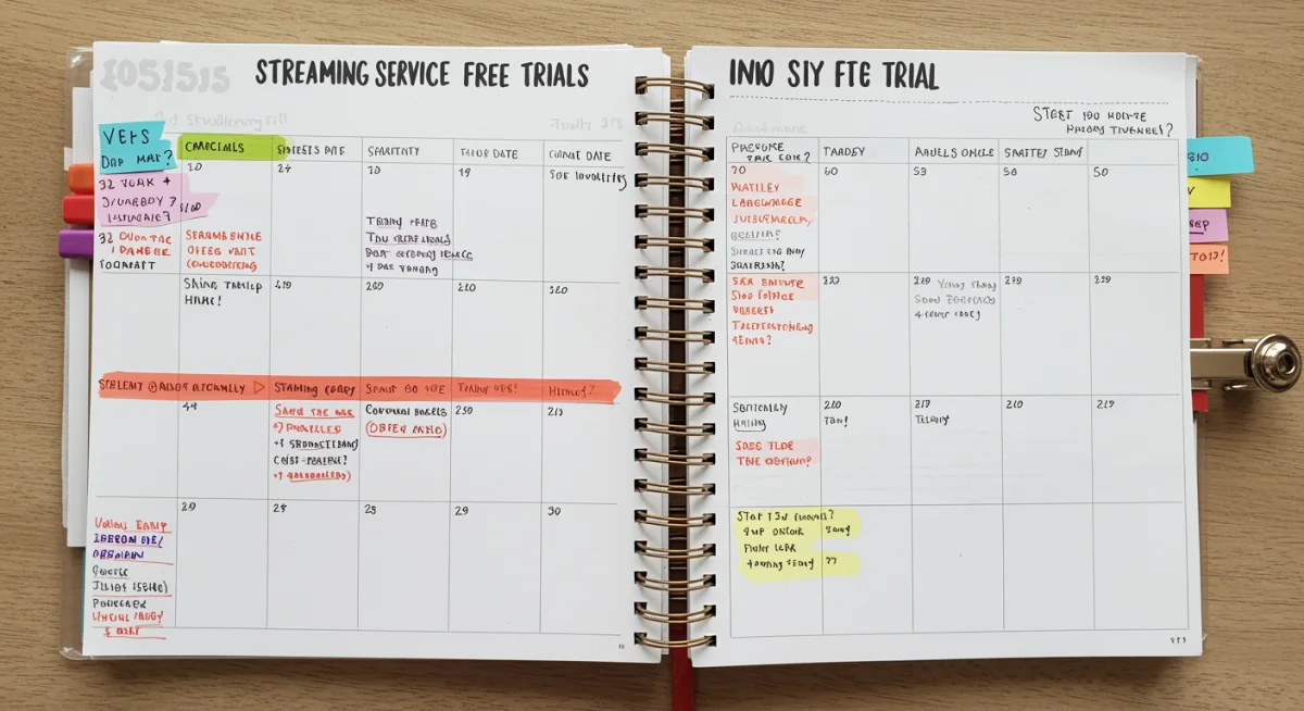 Digital planner tracking multiple streaming service free trials and cancellation dates