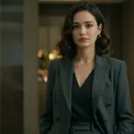 Elegant woman in tailored suit from The Golden Cage drama