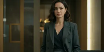 Elegant woman in tailored suit from The Golden Cage drama
