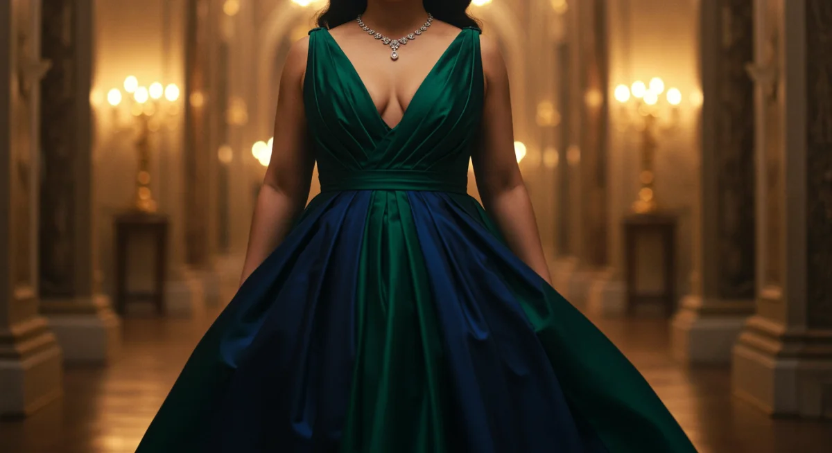 Character in luxurious evening gown from The Golden Cage drama