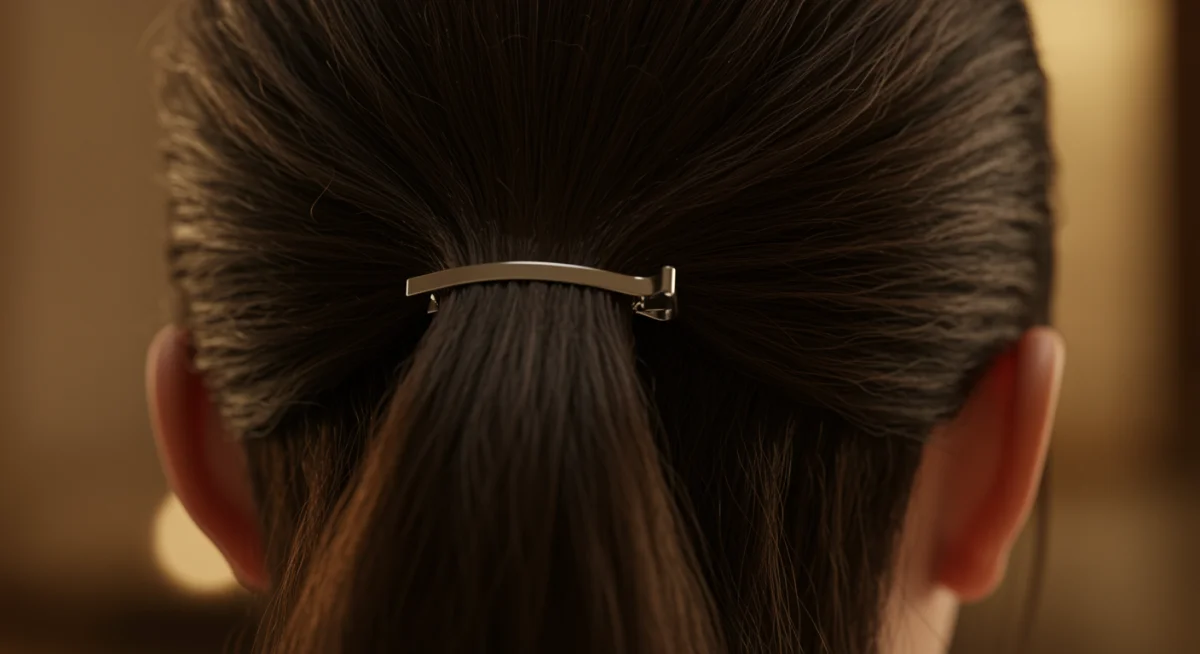 Sleek low ponytail with minimalist accessory from The Golden Cage