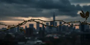 Golden chain intertwined with thorny roses, symbolizing beauty and entrapment