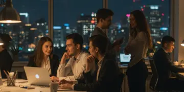 Professionals in a modern office, hinting at workplace romance dramas.