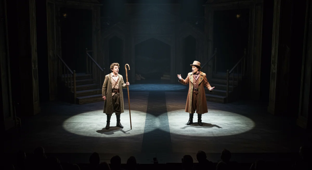 Character at moral crossroads, choosing between light and shadow paths