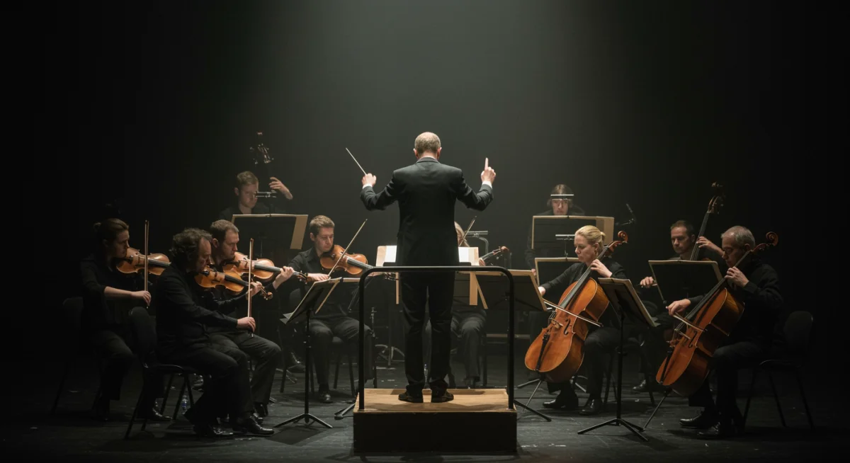 Orchestra performing a dramatic score, showcasing the power of live music in series