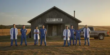 Doctors and nurses at a rural clinic in America