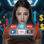 Person concerned about rising streaming costs on tablet