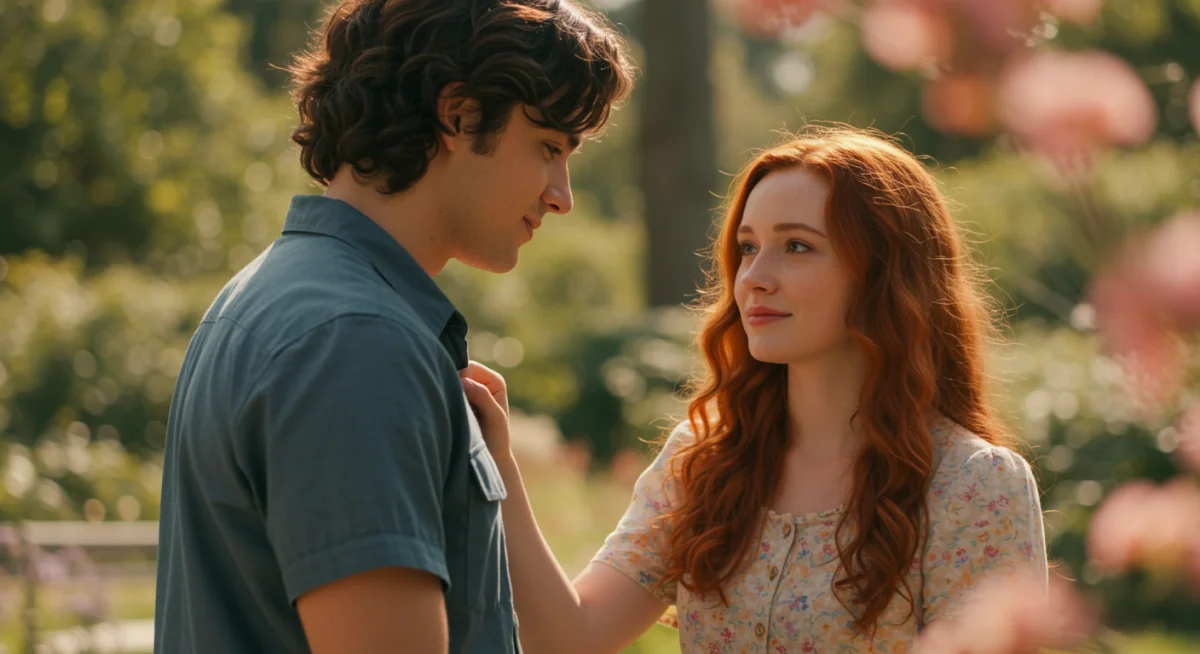 Sweet romance drama couple tender moment