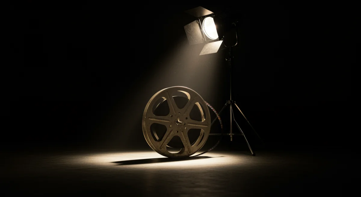 Vintage film reel under a spotlight, representing the lasting legacy of drama cult classics.