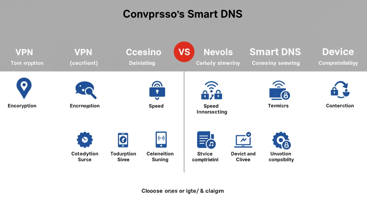 Comparison chart of VPN vs Smart DNS for geo-restricted content access